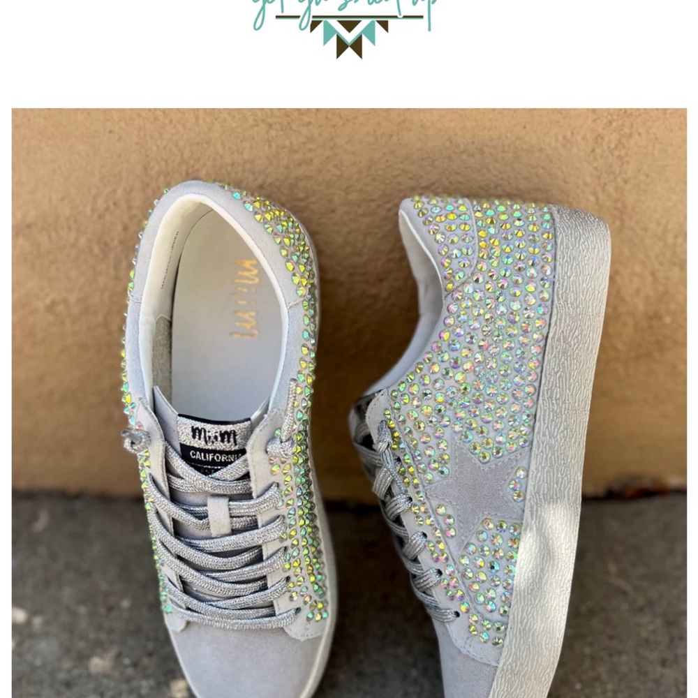 J.O.A. Gray Sneakers with Glitter Finish